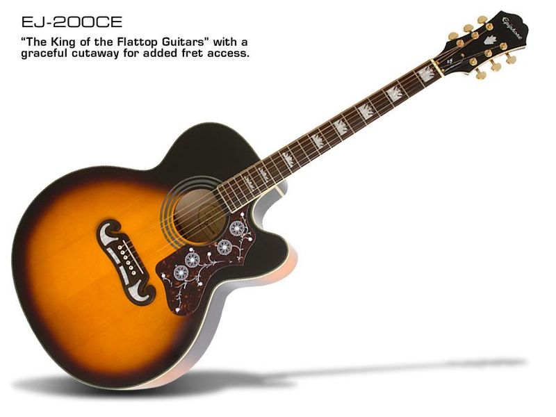 Epiphone EJ-200SCE Jumbo Gitar m/ Elektronikk, Vintage Sunburst, CF